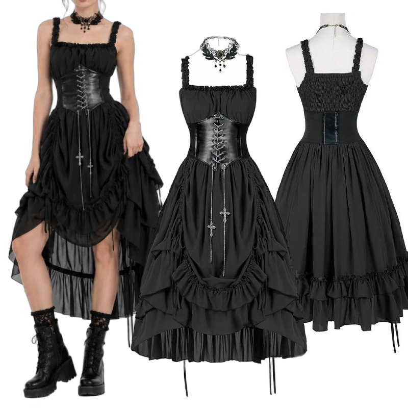 Women Gothic Dress Corset Slip - огляд і ціна Vintage Fashion Dresses