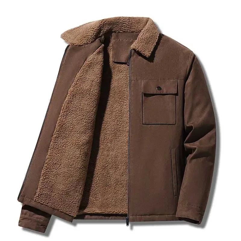 Winter Men Jackets Suede Warm  - огляд і ціна Vintage Windbreaker Nylon